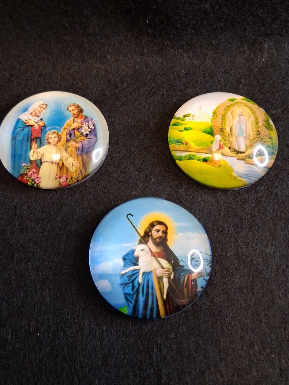 3-Piece Catholic Devotional Glass Cabochon Magnet Set